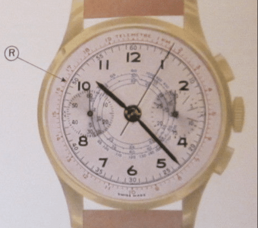 Telemeter scale on chronograph watch