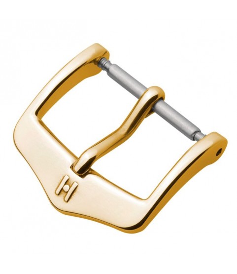 Hirsch Traditional yellow gold stainless steel buckle for watch strap 16 mm, Classic Buckle in Gold, ref. BC1002-1-16