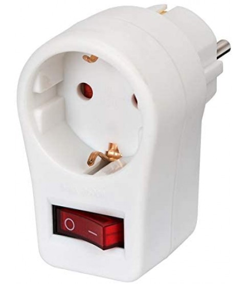 Brennenstuhl Adapter Connector Euro 2 + Protection of Contact 1 White with Switch, 1508100