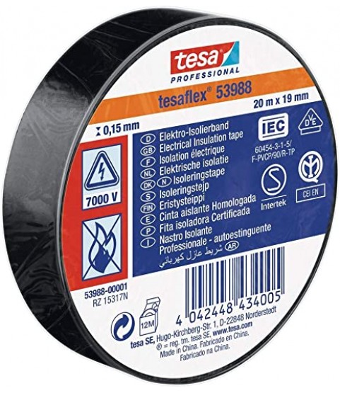 Tesa 53988-00001-00 insulating tape tesa® 53988 black (L x B) 20m x 19mm 1 Rolle(n)
