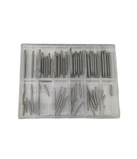 Assortment of 100 spring bars with flange Ø 1,3 + 1,4 + 1,8 mm length 6-23 mm