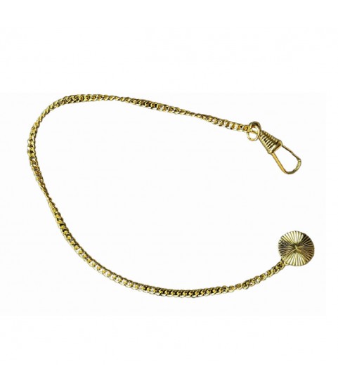 Brass gold-plated button-hole pocket watch chain 23 cm, 2,9 mm