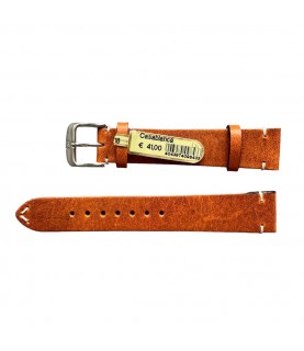 Casablanca genuine reddish brown leather watch strap with stitch 18 mm