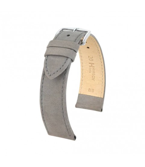Hirsch Osiris Nubuk grey calf leather watch strap 16 mm 03433130-2-16