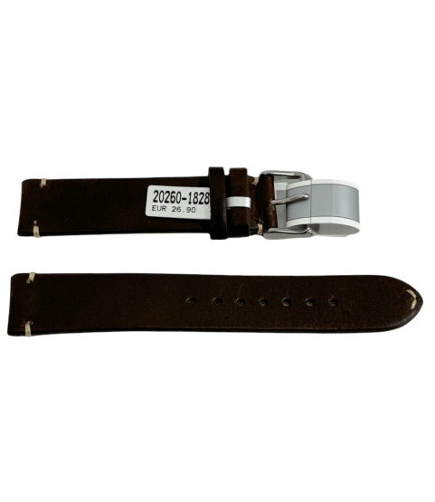 Mokka dark brown strap with stitch 18 mm