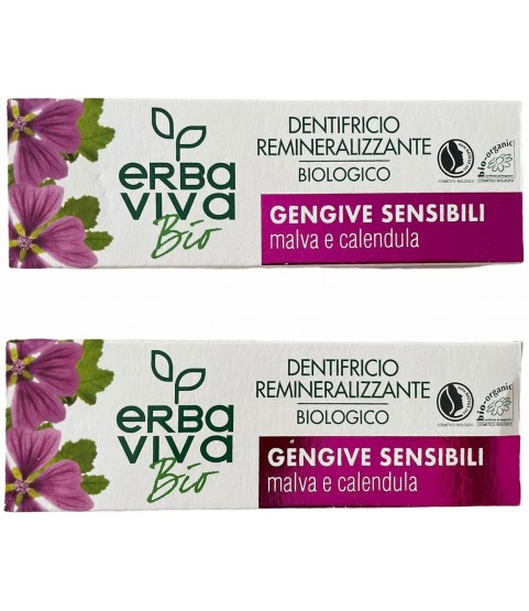 Pack of 2 Erba Viva Bio Organic Toothpaste with Malva and Calendula 2 x 75 ml