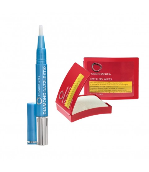 Pack of Connoisseurs jewellery dry wipes for gold, silver and Connoisseurs Diamond Dazzle Stik for diamonds
