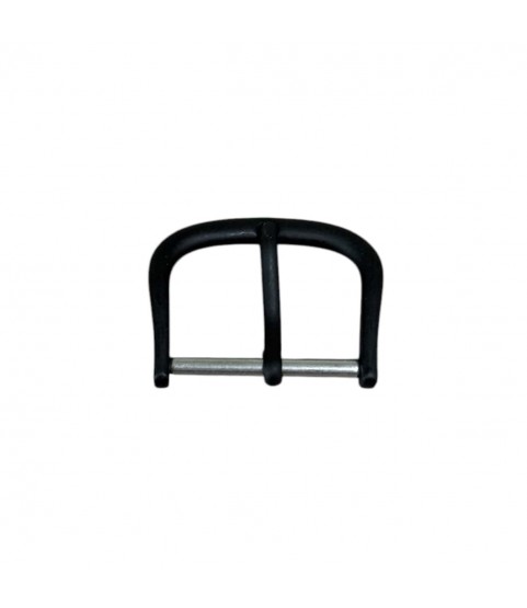 Pin buckle for leather straps, plastic coating black, 16 mm