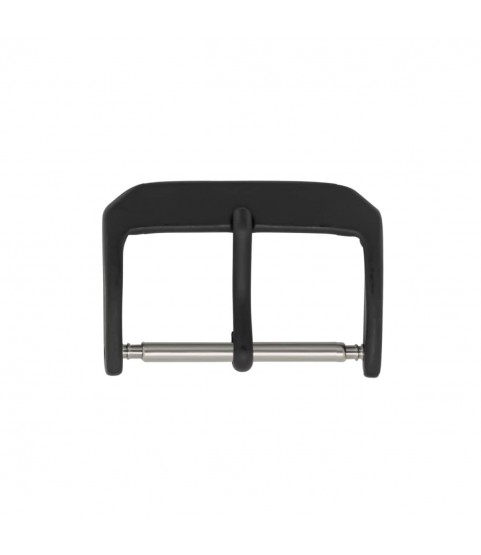 Pin buckle for leather straps, plastic coating black, 22 mm
