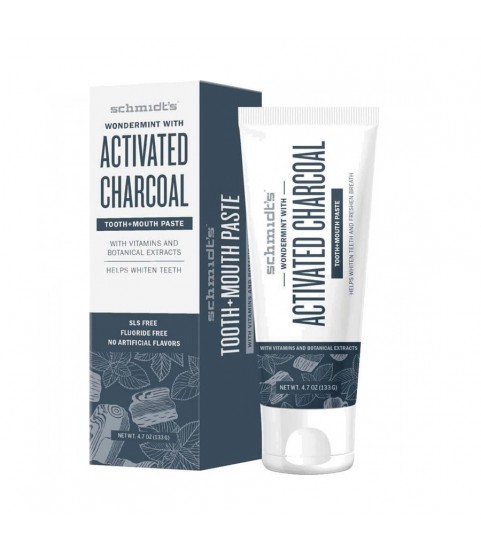 Schmidt's Naturals Activated Charcoal with Wondermint® tooth+mouth paste 133g