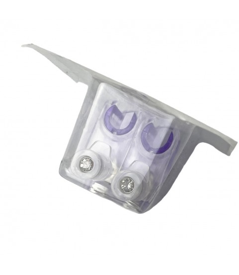 1 pair ear studs Easy Piercy Classic, white, brilliant imitation