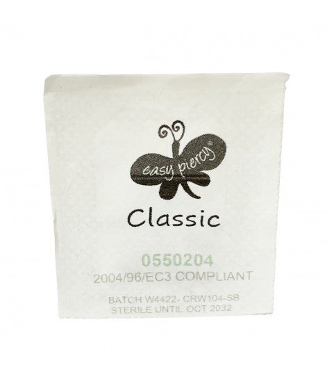 1 pair ear studs Easy Piercy Classic, white, brilliant imitation