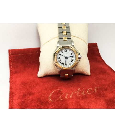 Automatic Cartier Santos Ronde Two Tone 18k Gold and SS Lady Watch
