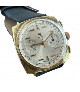 Vintage LIP chronograph men's watch gold plate 1960's with Valjoux 7730