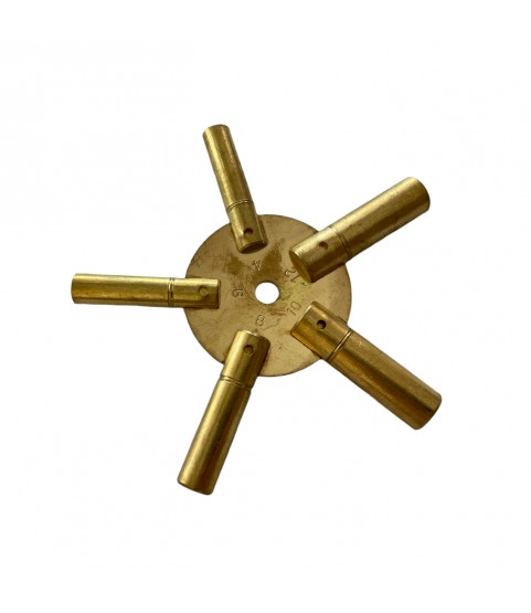 Universal brass key for clocks 5 different sizes 2-4-6-8-10