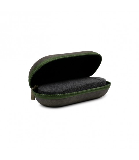 Watch Box hard case, vintage design leather imitation, gray/khaki green