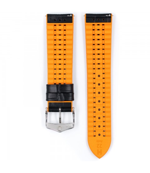 Hirsch watch leather strap Andy L orange 20mm alligator embossing 0927628050-2-20