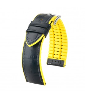 Hirsch watch leather strap Andy L yellow 20mm alligator embossing 0927228050-2-20
