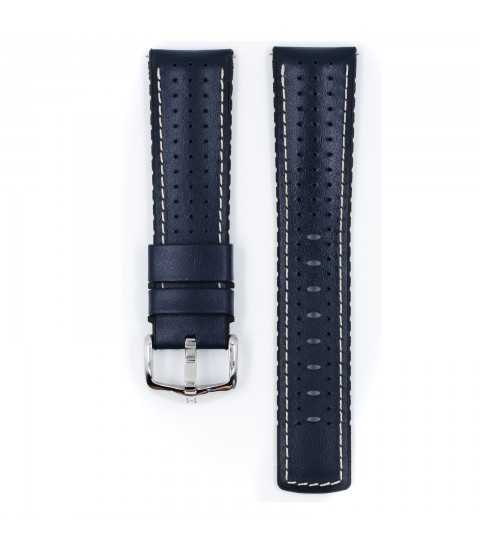 Hirsch watch leather strap TIGER L blue 20mm 0915075080-2-20