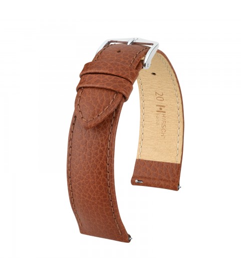 Hirsch Kansas Golden brown Buffalo calf leather watch strap 18 mm 01502070-2-18