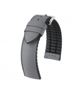 Hirsch Arne grey/silver watch strap 18 mm 0925094030-2-18