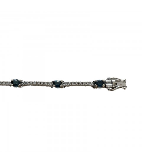 14k white gold Tennis bracelet with brilliants and blue stones