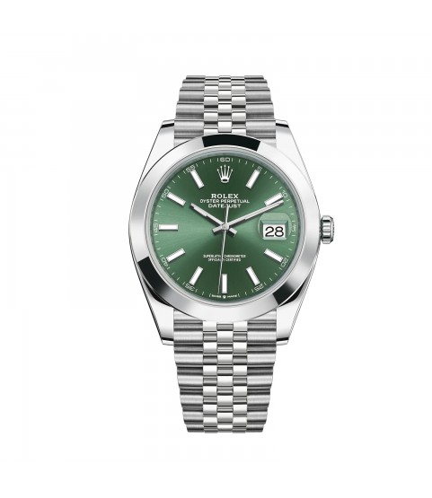 New Rolex Datejust 126300 smooth bezel green dial 41mm 2022