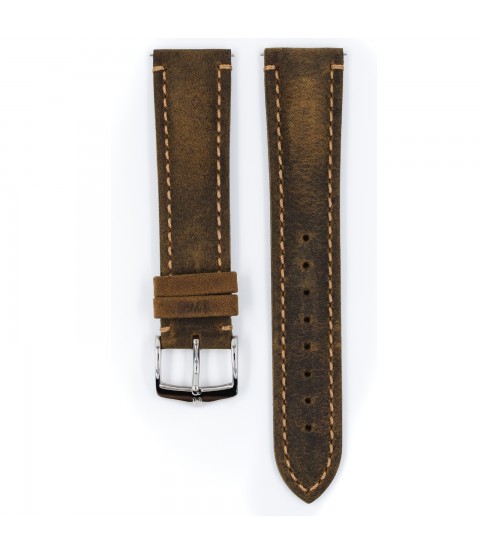 Hirsch Heritage L brown leather watch strap 22 mm 05033070-2-22