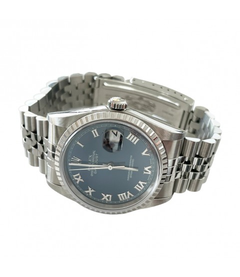Rolex Datejust 16220 blue Roman dial automatic men's watch