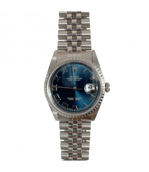 Rolex Datejust 16220 blue Roman dial automatic men's watch