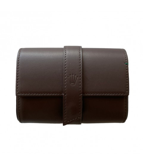 New Rolex leather pouch travel box in brown for 2 watches