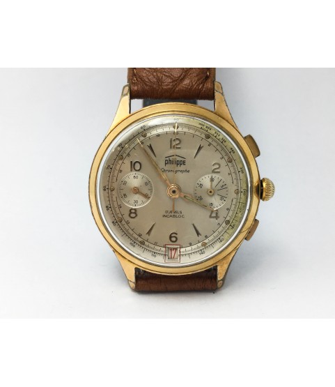 Vintage Philippe Chronograph Men's Watch with Landeron 189 37mm