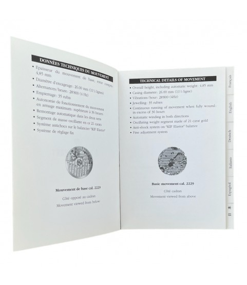 Audemars Piguet automatic 2229, 2845 instructions for use booklet