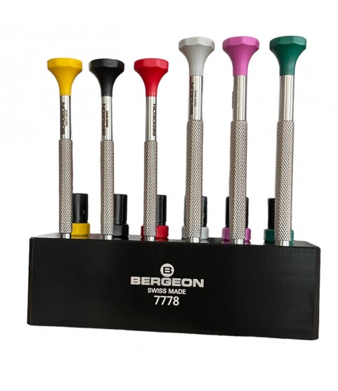 Bergeon 7778 stand with 6 screwdrivers with spare blades