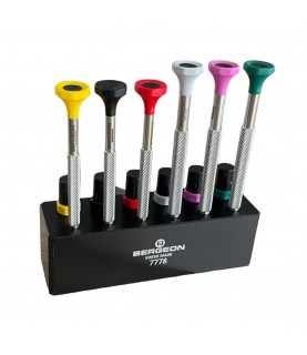 Bergeon 7778 stand with 6 screwdrivers with spare blades