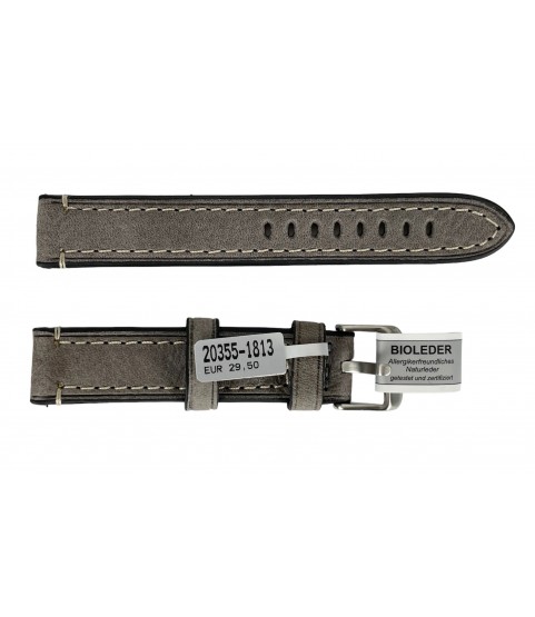 Rodeosoft Chrono dark grey watch leather strap 18 mm