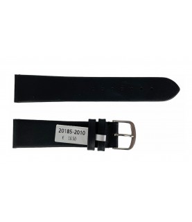 Waterproof black smooth leather strap for watch 20 mm
