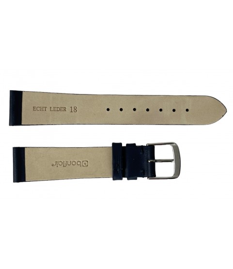 Waterproof dark blue leather watch strap 18 mm