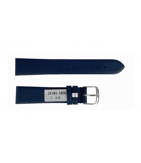 Waterproof dark blue leather watch strap 18 mm