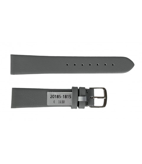 Waterproof light grey smooth leather strap for watch 18 mm