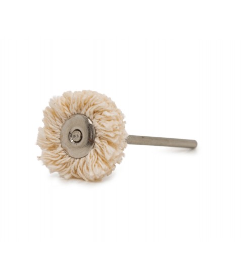 Small buff coarse cotton thread polishing wheel brush Ø 22 mm, HP shaft