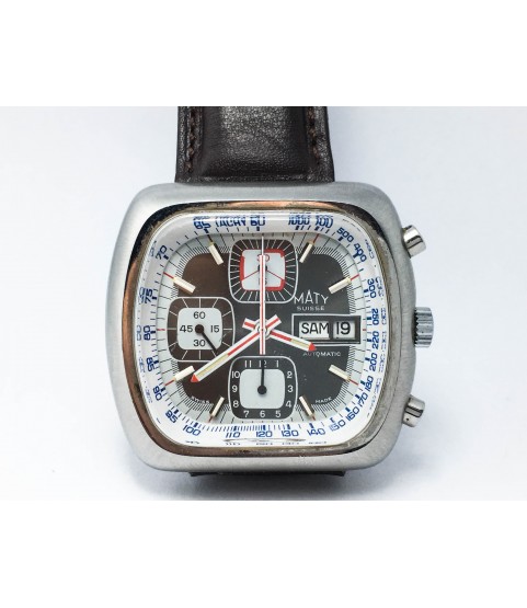 Vintage Maty Suisse Automatic Chronograph Men's Watch Valjoux 7750 42mm