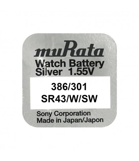 Murata/Sony 386/301 batteries for quartz watches with silver oxides 1.55 volts