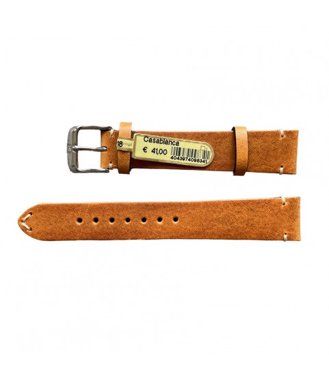 Casablanca genuine light brown leather watch strap with stitch 18 mm