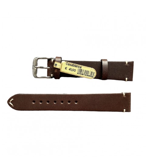 Casablanca genuine dark brown leather watch strap with stitch 18 mm
