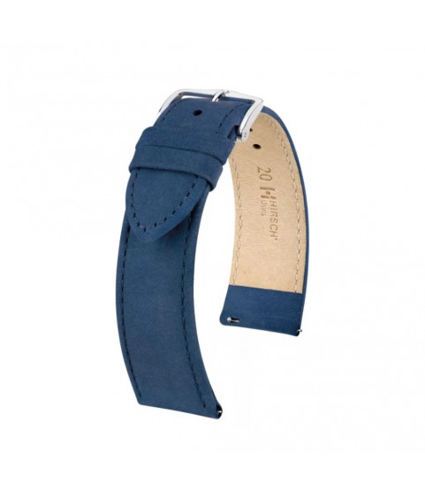 Hirsch Osiris Nubuk blue watch strap 18/16 mm 03433180-2-18