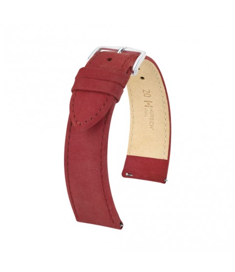 Hirsch Osiris Nubuk red watch strap 20/18 mm 03433061-2-20