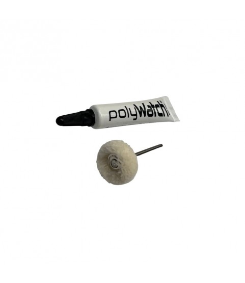 PolyWatch plastic watch crystal scratch remover polish with Scotch Brite miniature small polishing brushes fine 2.35mm