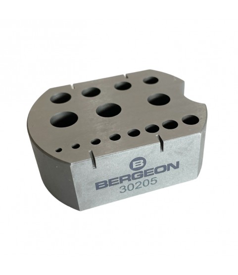 Bergeon 30205 riveting stake in steel tool with 15 holes 2.00 - 8.60 mm