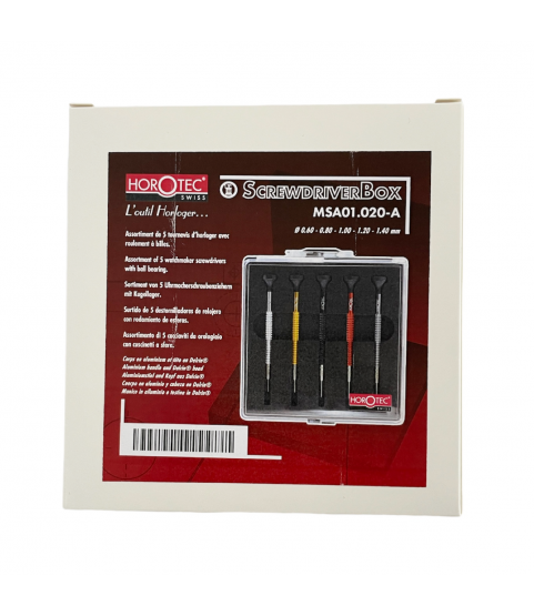 Horotec MSA 01.020-A set of 5 screwdrivers with ball bearings 0.60 to 1.40 mm
